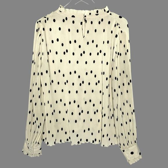 Sézane Rosalinda Blouse 14 Black Ecru Polka Dot Print Career Feminine Corpcore - Picture 3 of 9
